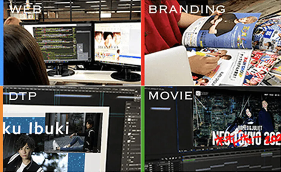 WEB・BRANDING・DTP・MOVIEの各部門で制作するデザイナー
